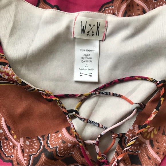 Pink & Brown Long Sleeve Maxi Dress Size Large - Picture 4 of 6